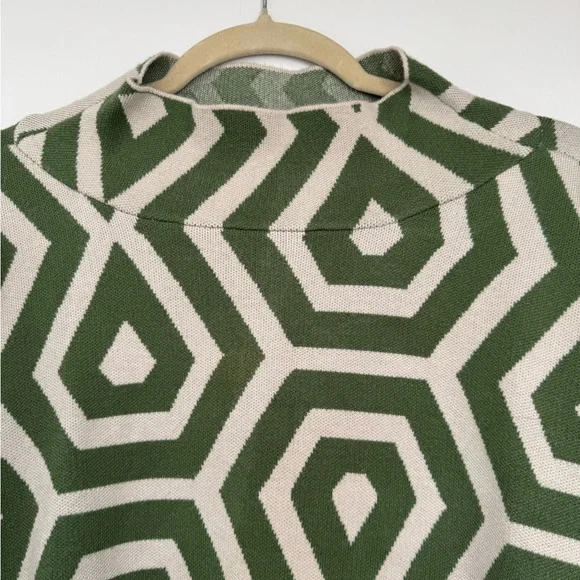 Maeve Olive and Cream Geometric Turtleneck Sweater - Picture 3 of 7